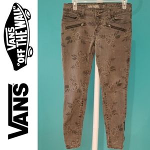 Van's Grey Dark Wash Floral Print Denim Skinny Jeans Size 5